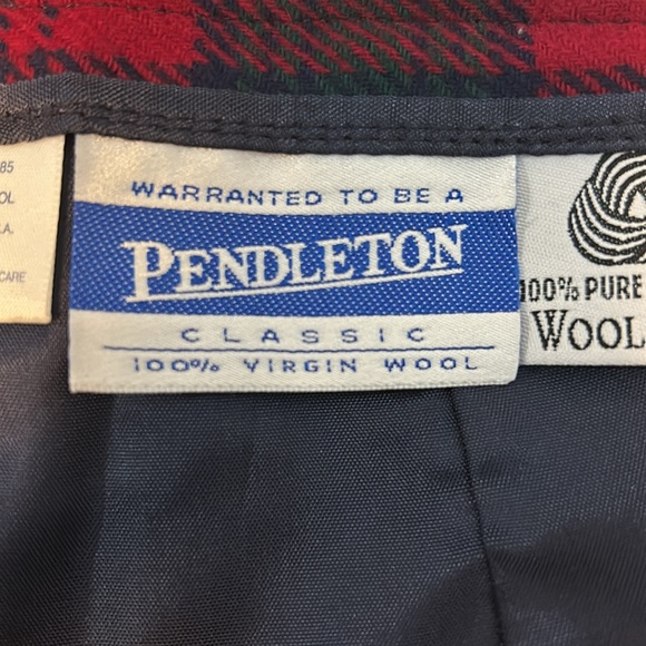 Vintage Pendleton Lindsay Tartan Plaid 100% Wool Skirt Red & Green USA Size 18 - Picture 8 of 17